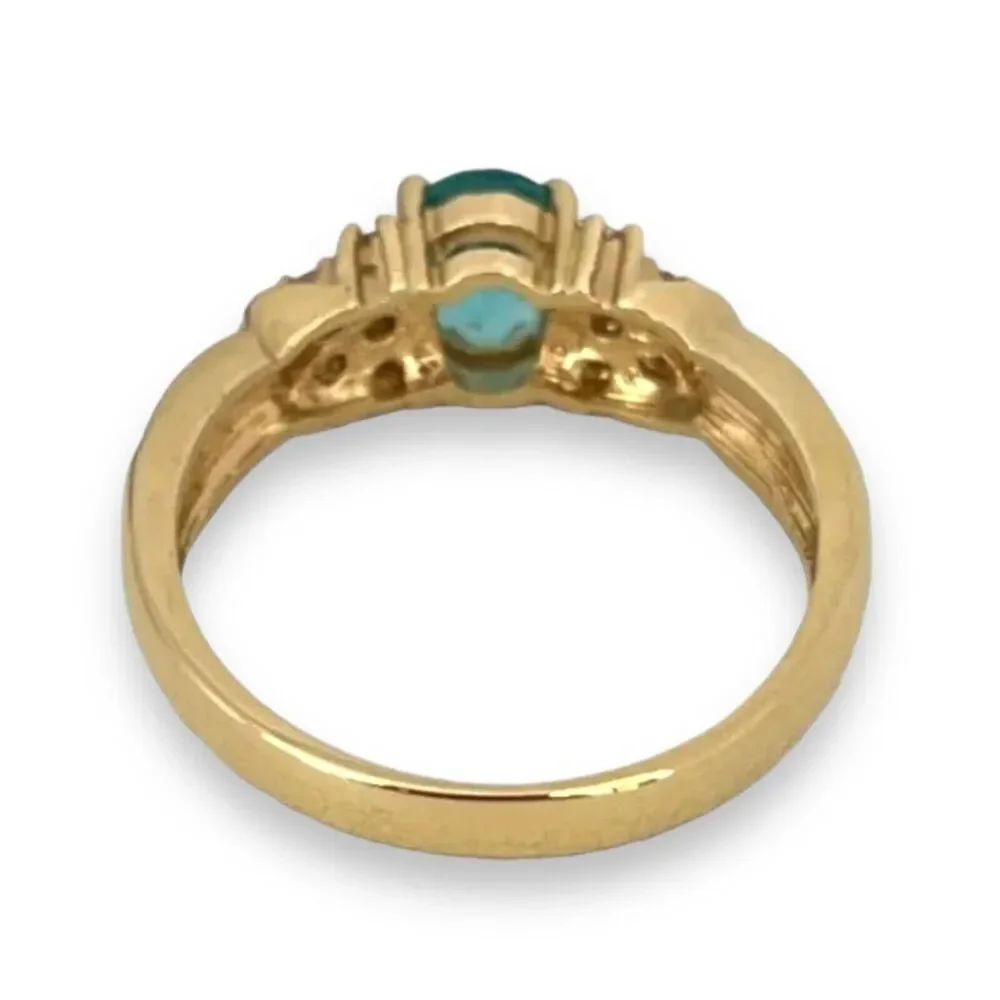 Vintage 1980s Blue CZ Ring Size 7 18KTGE Gold Plate Cluster - 14E